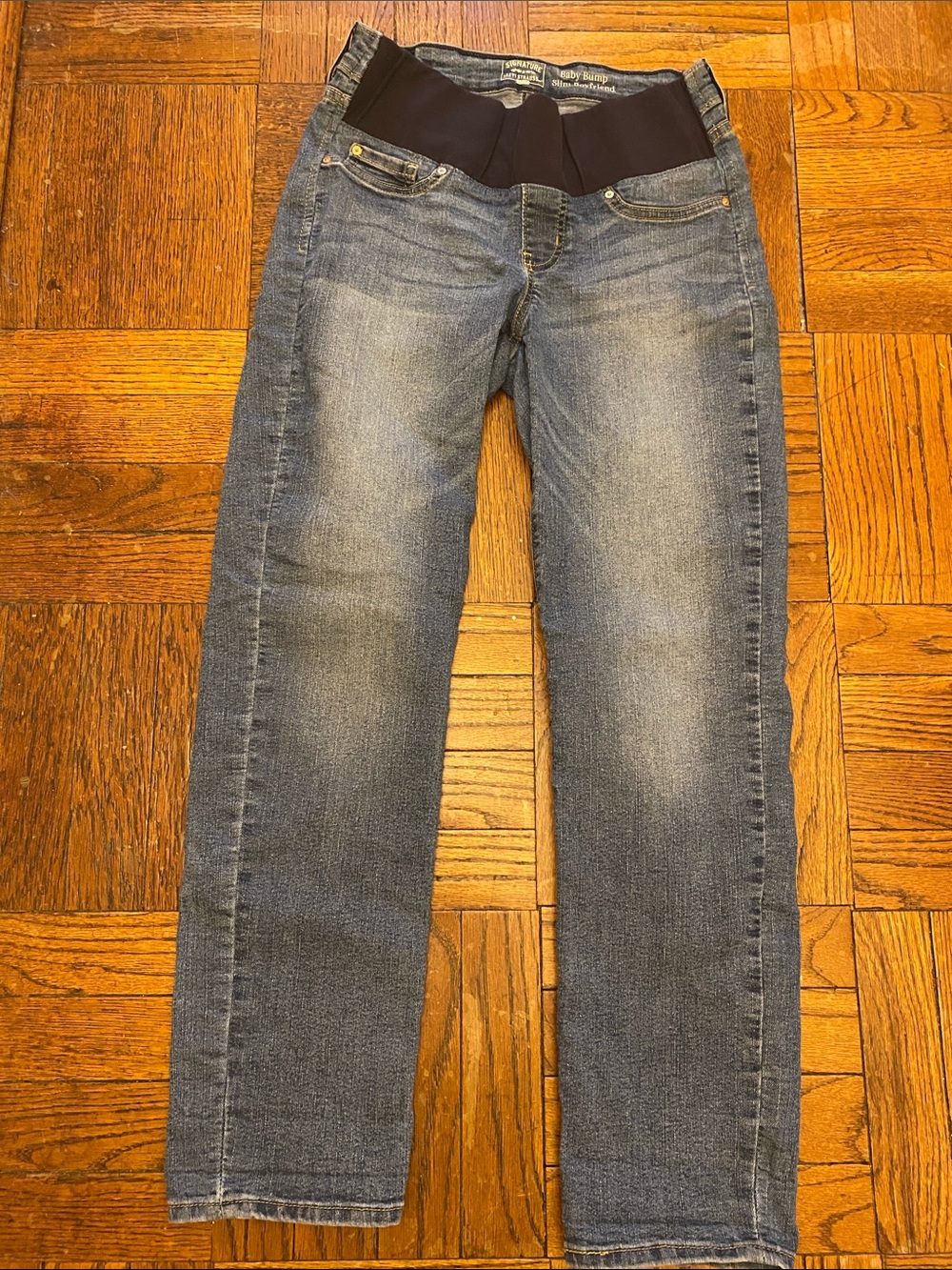 Women’s Blue Stretch Maternity Jeans with Elastic Waistband